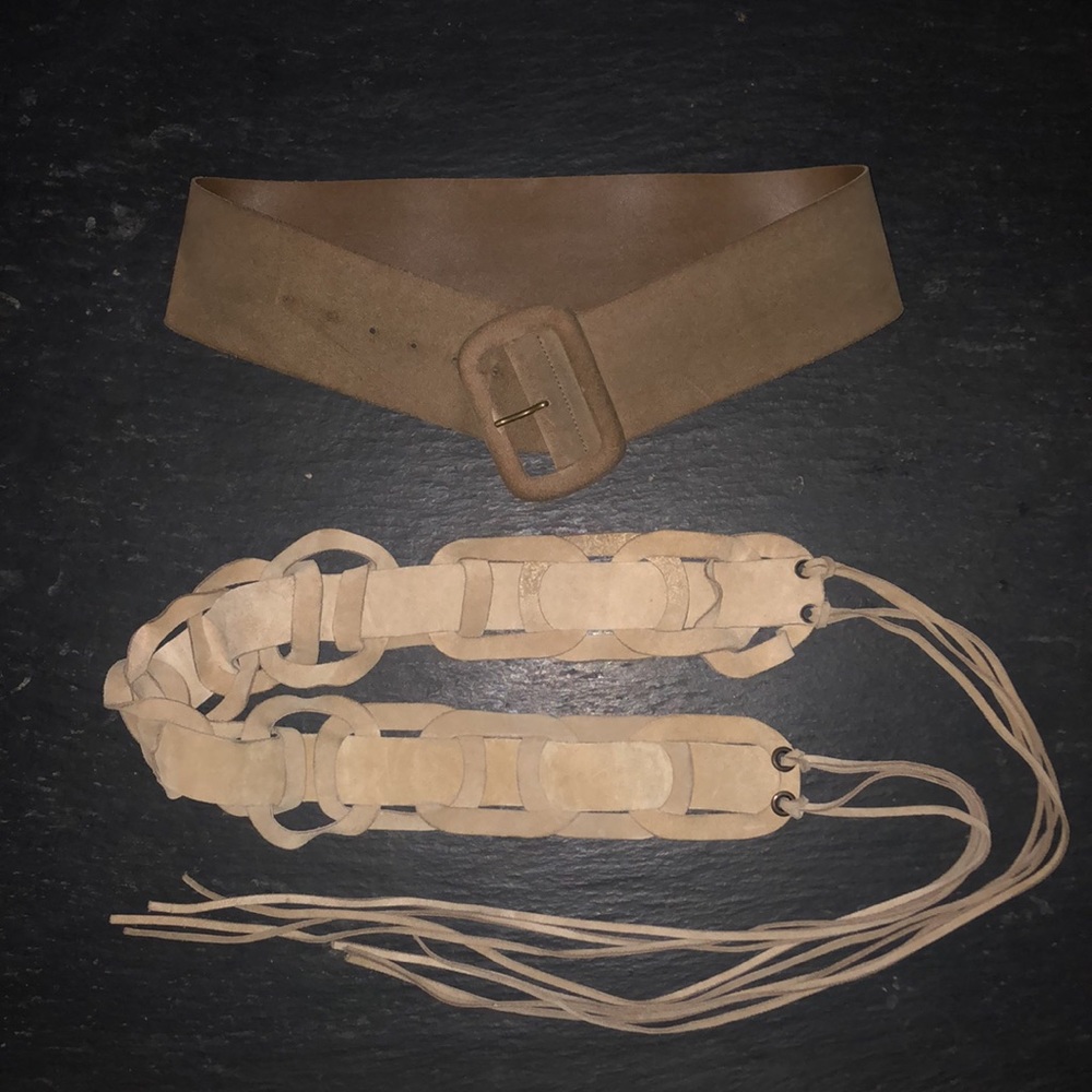 Bundle Tan Brown Leather Wide Bohemian style Belts